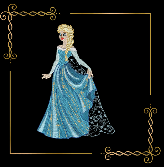Princess Elsa Winter Frozen Disney characker with snowflakes,  fairy tale,  machine Embroidery design