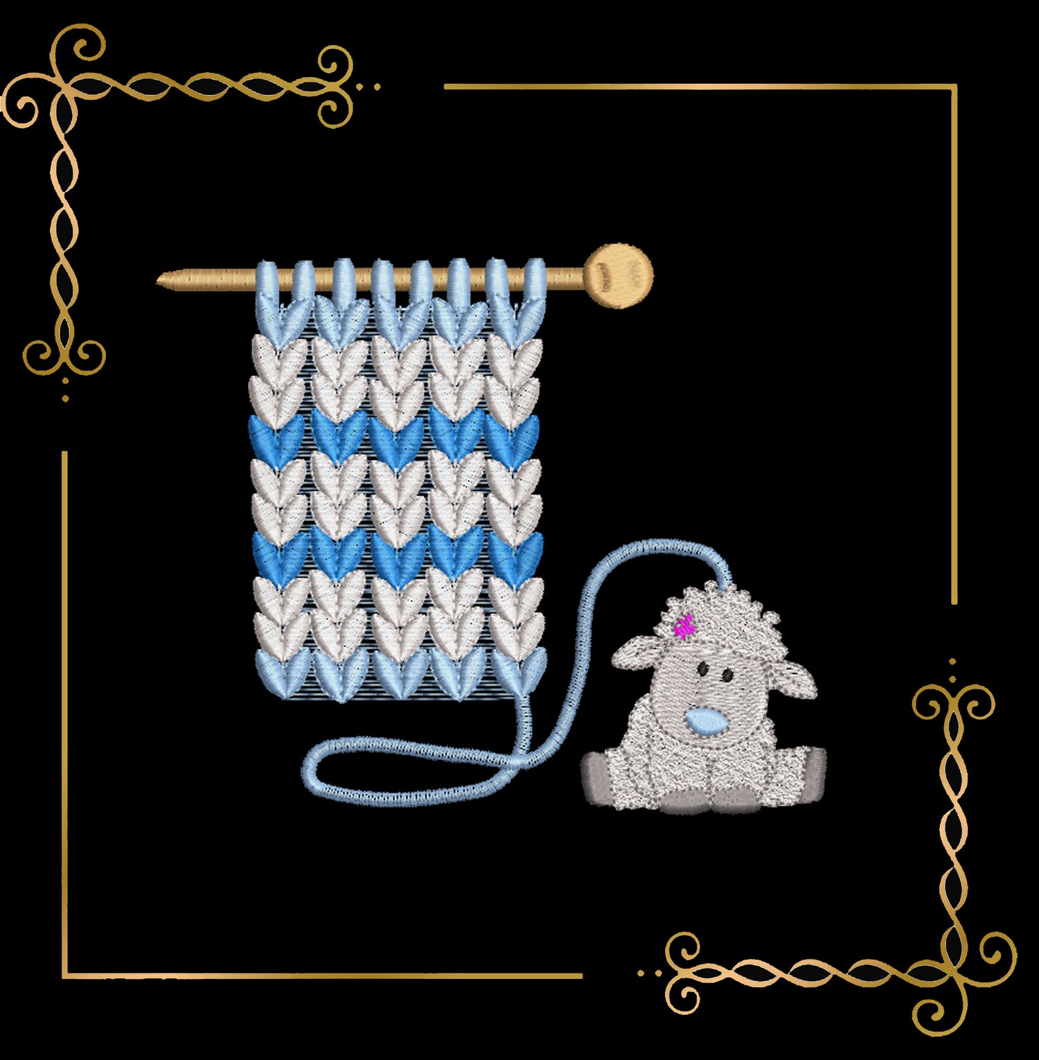 Christmas Knitted Sheep Embroidery is a fun design with knitting and a toy 2 sizes