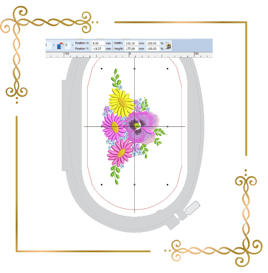 Flowers pansies bouquet cornflowers machine embroidery design digital