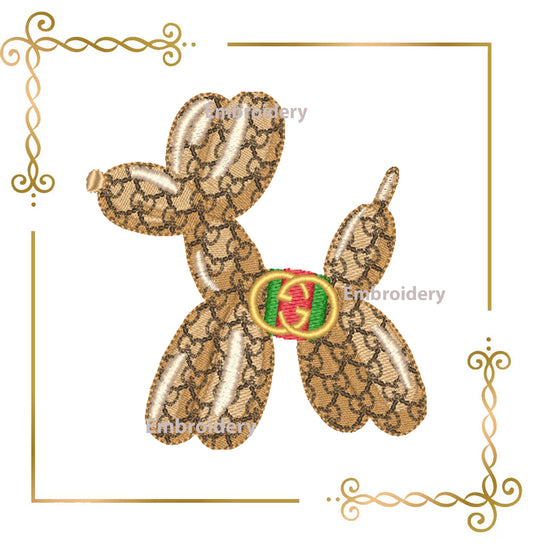 Balloon Dog Pattern (gucci) and Bow Machine Embroidery Design