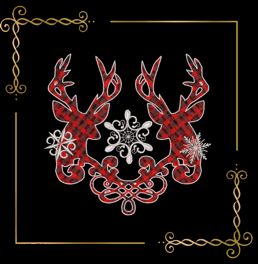 Christmas  Reindeer and snowflakes digital embroidery design