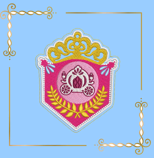 Princess Princess patch with carriage and crown embroidery design