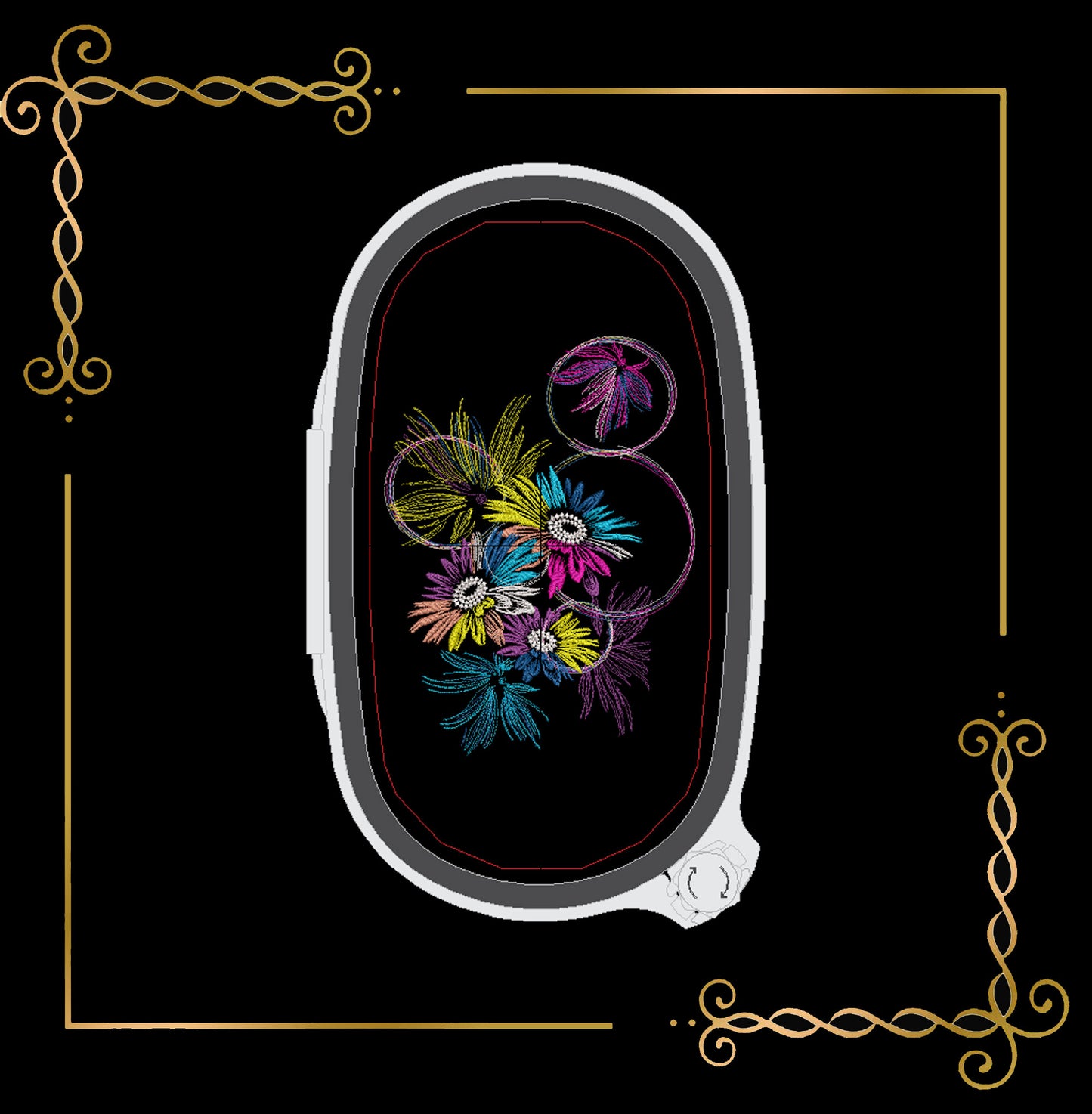 &nbsp;Flowers bouquet neon flowers machine embroidery design digital 2 sizes