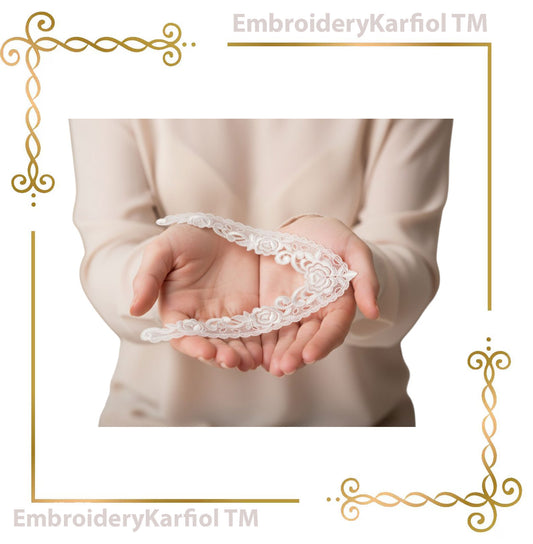 Lace and decorations Machine Embroidery Design Belgian Floral Lace Neckline FSL Instant Download