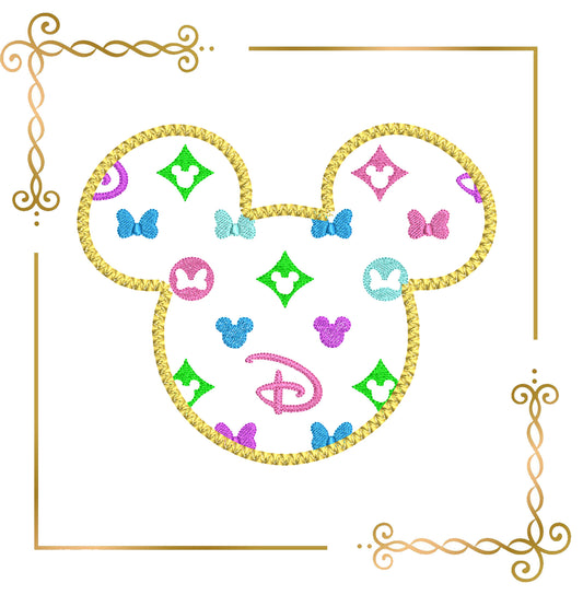 Mickey Mouse  Applique  Head  2 Sizes 2 options embroidery design to the direct download