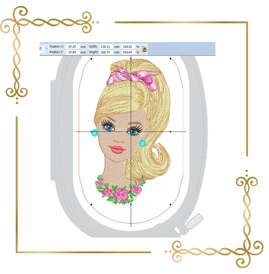 Princess Barbie marvelous Barbie doll  Disney machine embroidery design