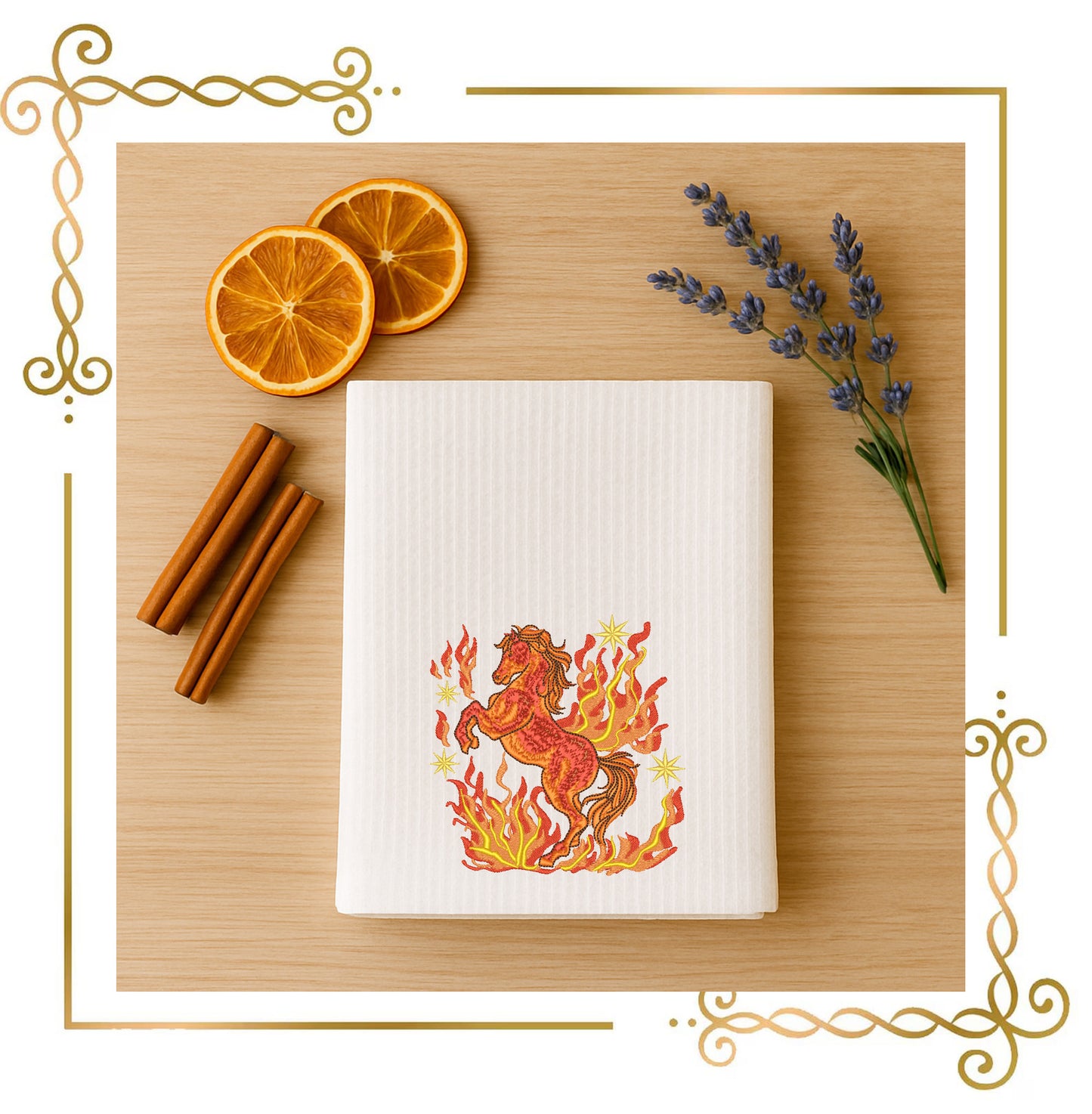 Animals Fire Horse Embroidery Design – Mythical Flaming Horse – Machine Embroidery Pattern (Digital Download)