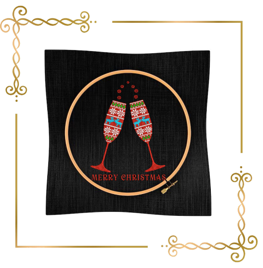 Free design Winter Christmas flutes in style cute ugly sweater embroidery design