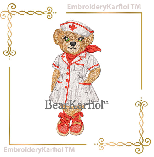 Teddy Bear - Nurse Teddy Bear Embroidery Design – Medical Bear, Healthcare Gift – Vintage BearKarfiol™ (Digital File)