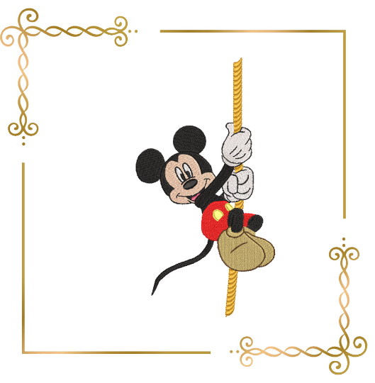 Mickey  on a rope, pocket, Fantasy,  parody, embroidery design to the direct download