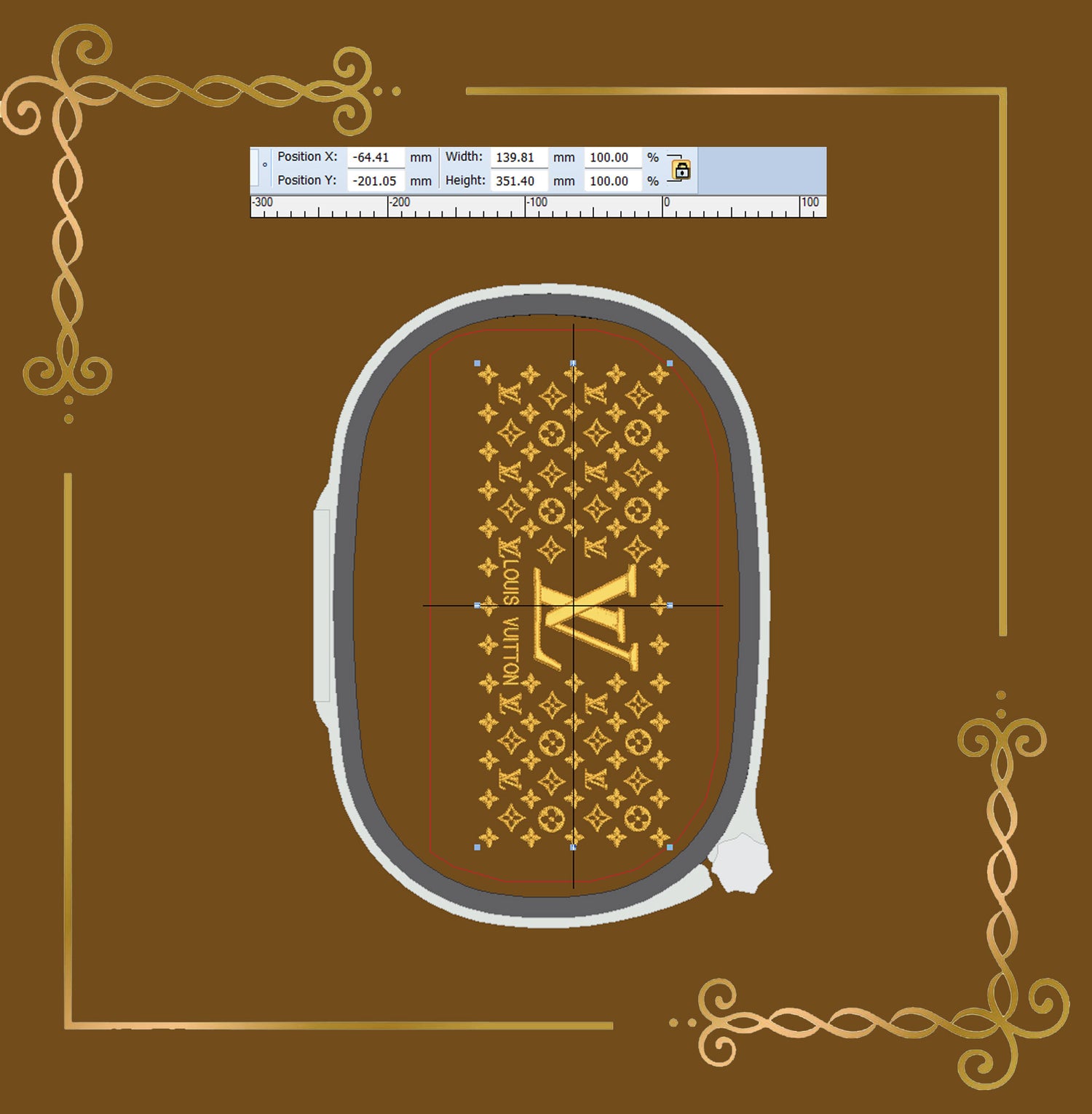 Pattern louis Vuitton digital embroidery design