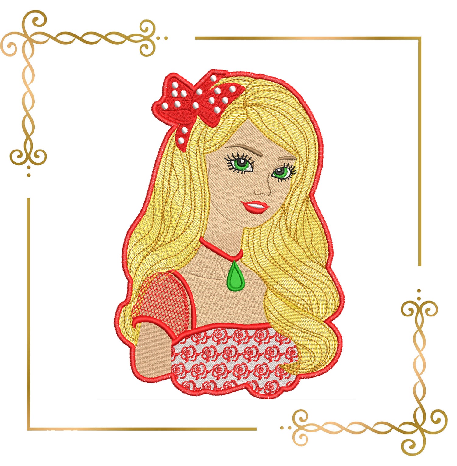 Princess Barbie marvelous doll Disney machine embroidery design