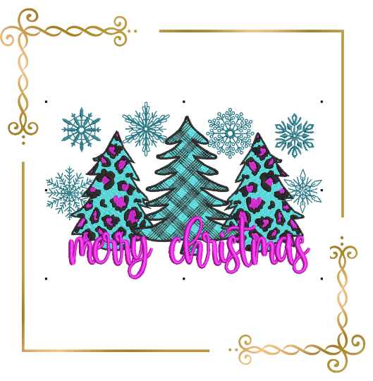 Christmas Winter, Christmas trees, Christmas lettering digital machine embroidery design