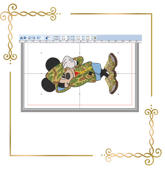 Mickey  Mouse in a military style, Fantasy parody embroidery design  to the direct download