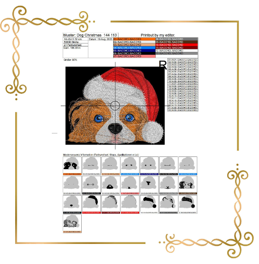 Animals christmas dog Santa Claus hat digital machine embroidery design