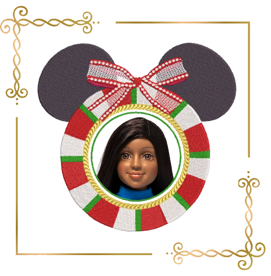 Christmas Minnie photo frame digital machine embroidery design