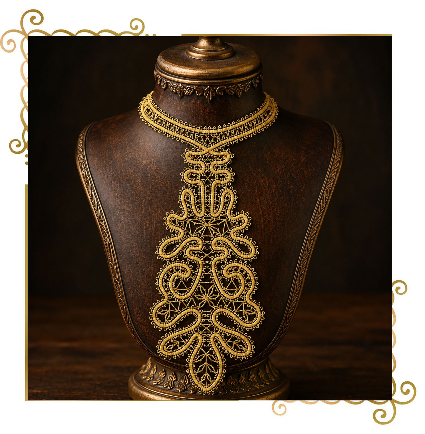 FSL Lace Tie Embroidery Design, Freestanding Victorian Neckpiece,  Digital Download