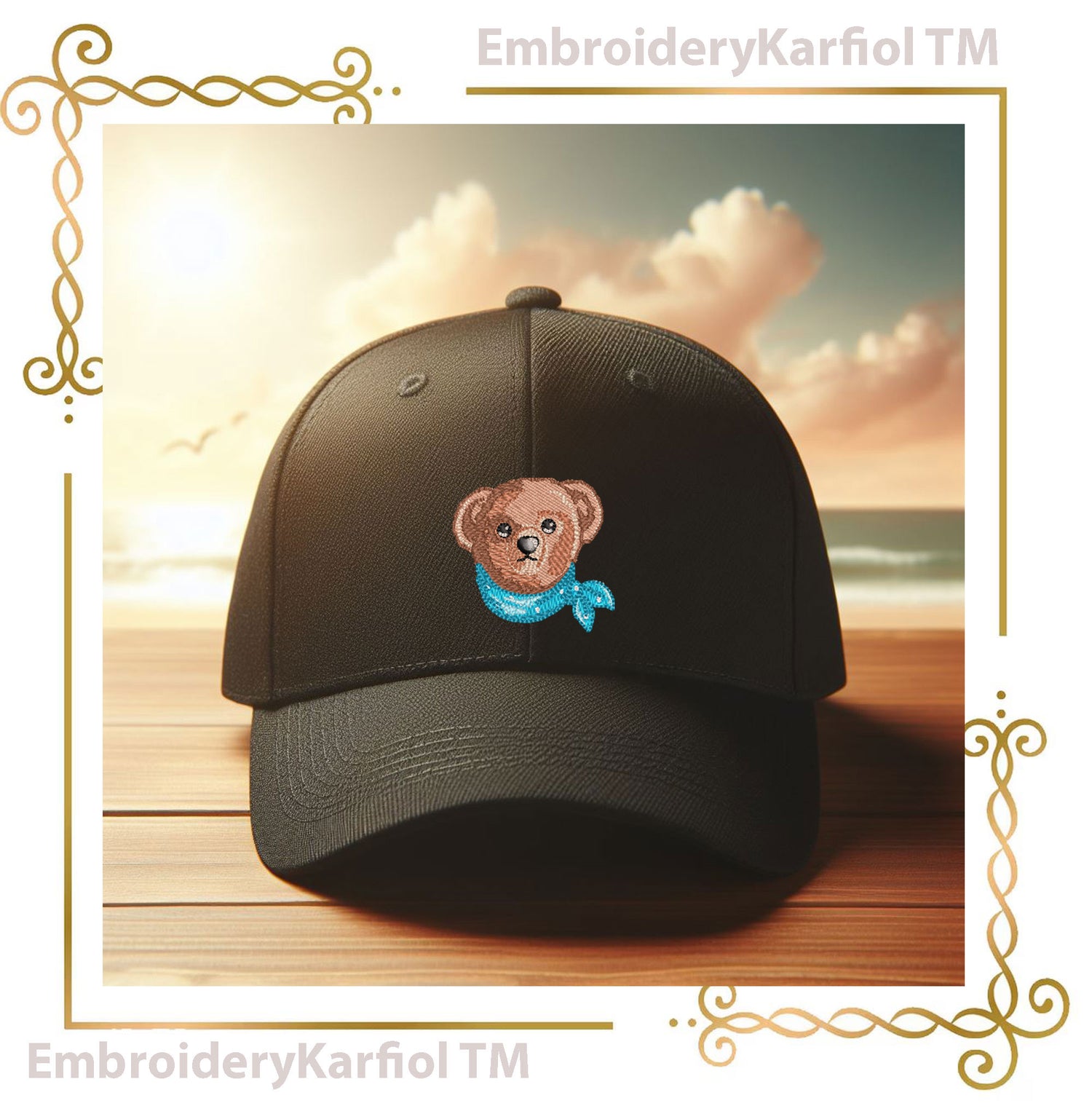 Teddy Bear Classic Style luxury heritage style 3 Elegant Embroidery Designs with Bandanas