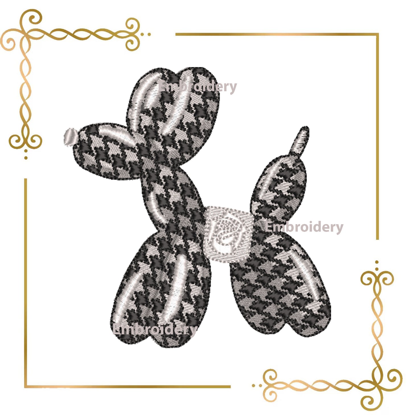 Balloon Dog  Pattern (chanel) and  Bow Machine Embroidery Design