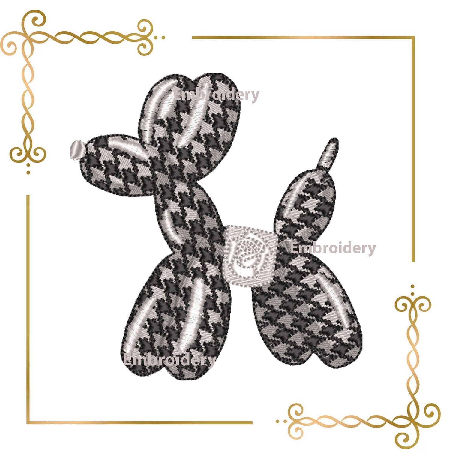 Balloon Dog  Pattern (chanel) and  Bow Machine Embroidery Design