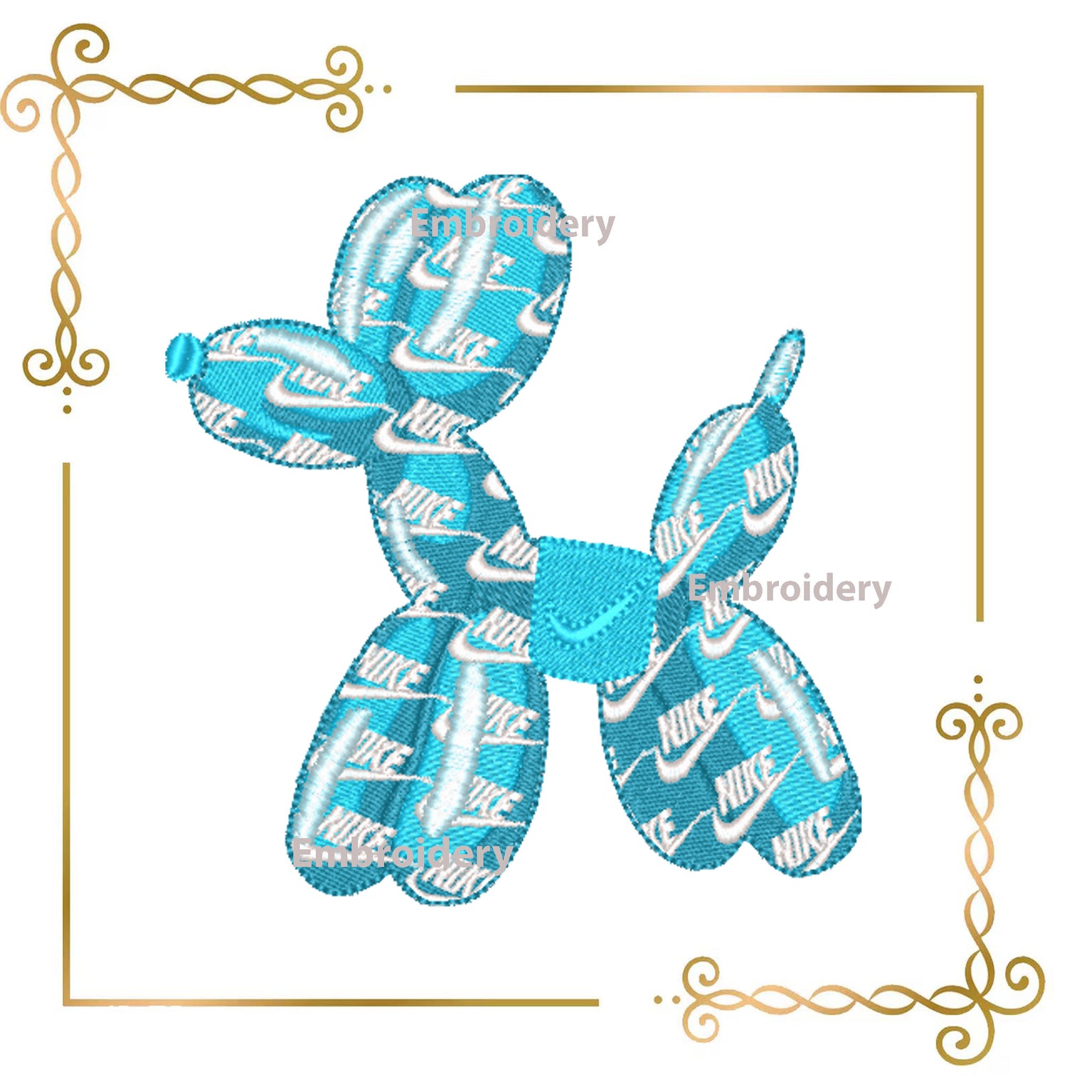 Balloon Dog  Pattern (nike) and  Bow Machine Embroidery Design 