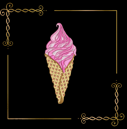 ice cream Sweet Surprise ice cream in a cone with cherries 1 Sizes 2 Variants embroidery design