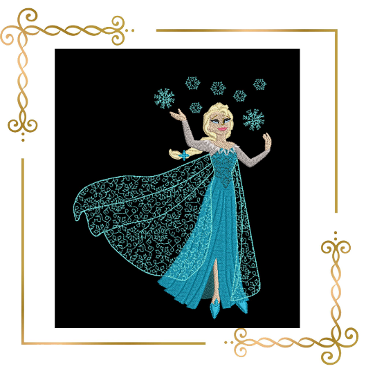 Princess Elsa, Winter, Frozen, Disney character,  magic, fairy tale, Embroidery  machine design  to the direct download