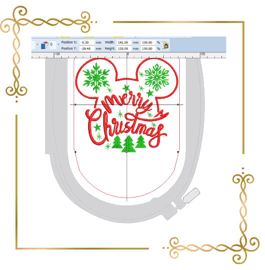 Mickey Mouse head Christmas  embroidery design to the direct download