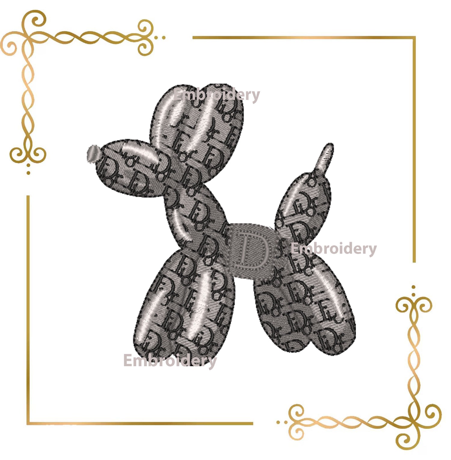 Balloon Dog  Pattern (dior) and  Bow Machine Embroidery Design 