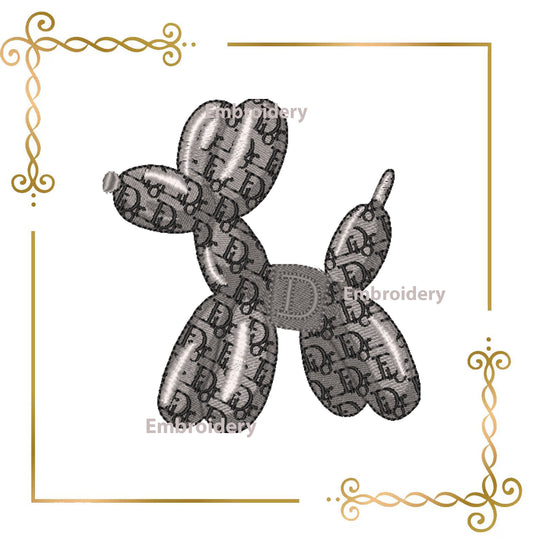 Balloon Dog Pattern (dior) and Bow Machine Embroidery Design