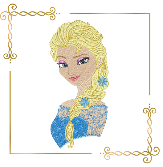 Princess-Elsa-Frozen-lace-dress-Disney-magic-fairy-tale-machine-embroidery-design 