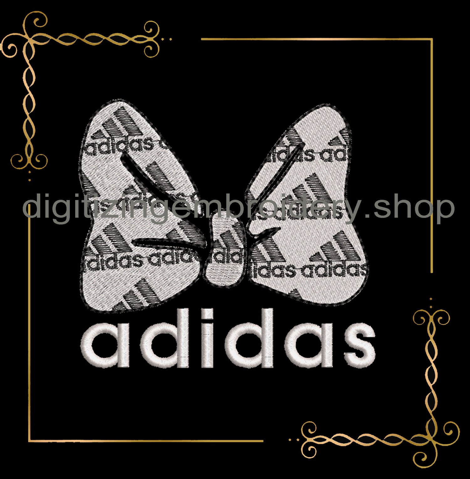 Minnie Mouse bow fashion Adidas embroidery design digital