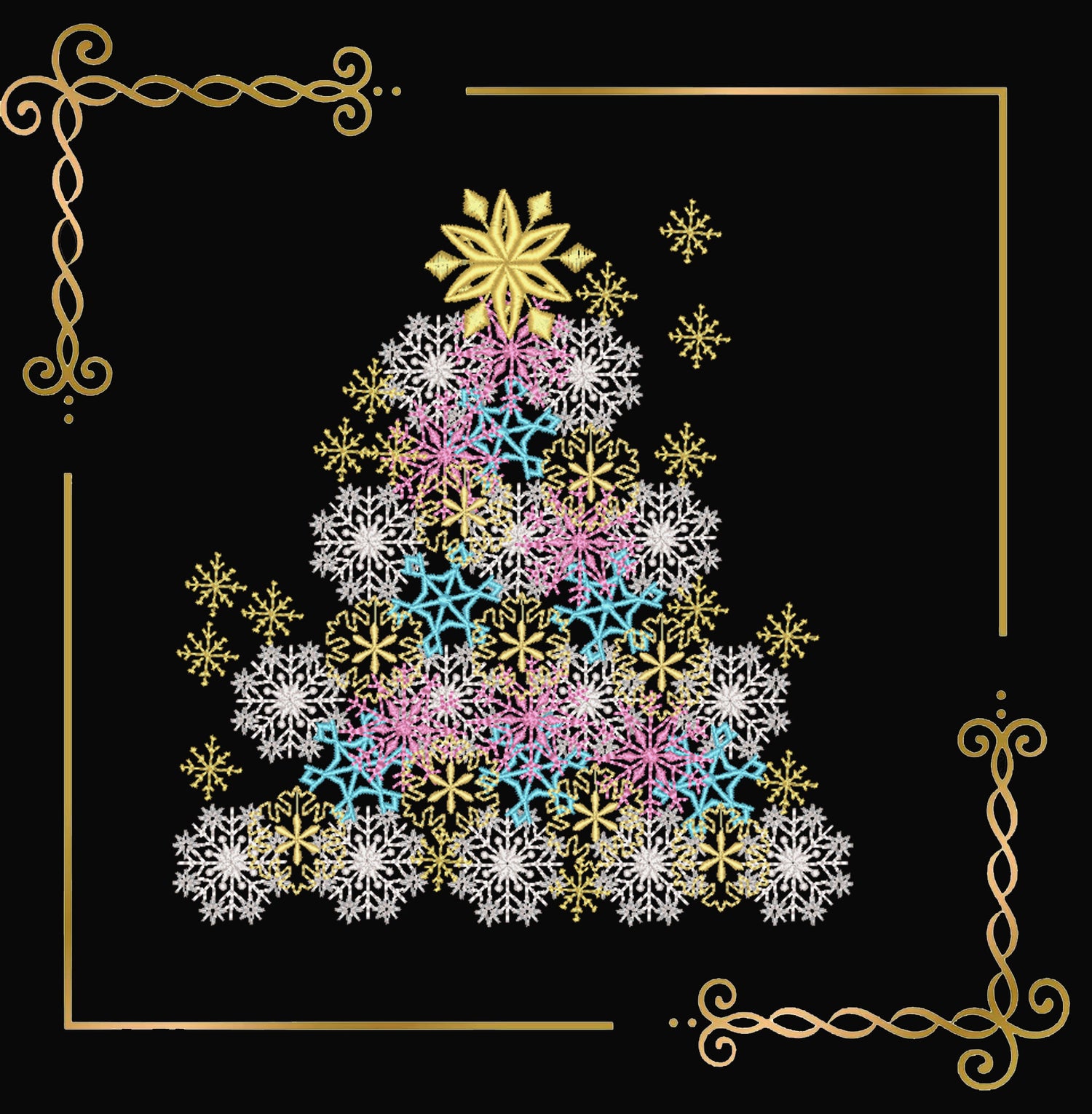 Christmas Tree Embroidery Design, Snowflake Tree Embroidery File,  Holiday Decor