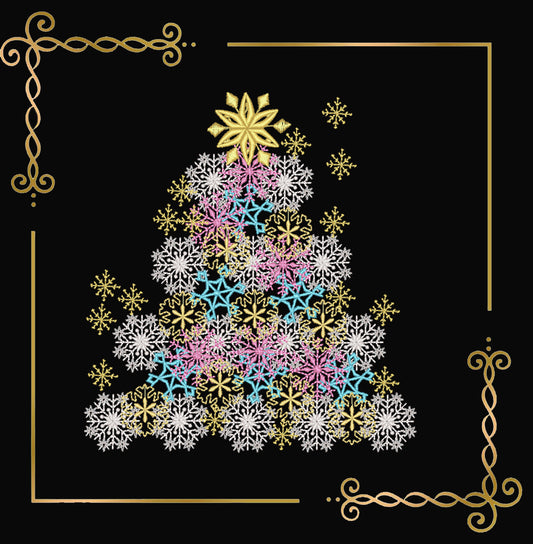 Christmas Tree Embroidery Design, Snowflake Tree Embroidery File,  Holiday Decor
