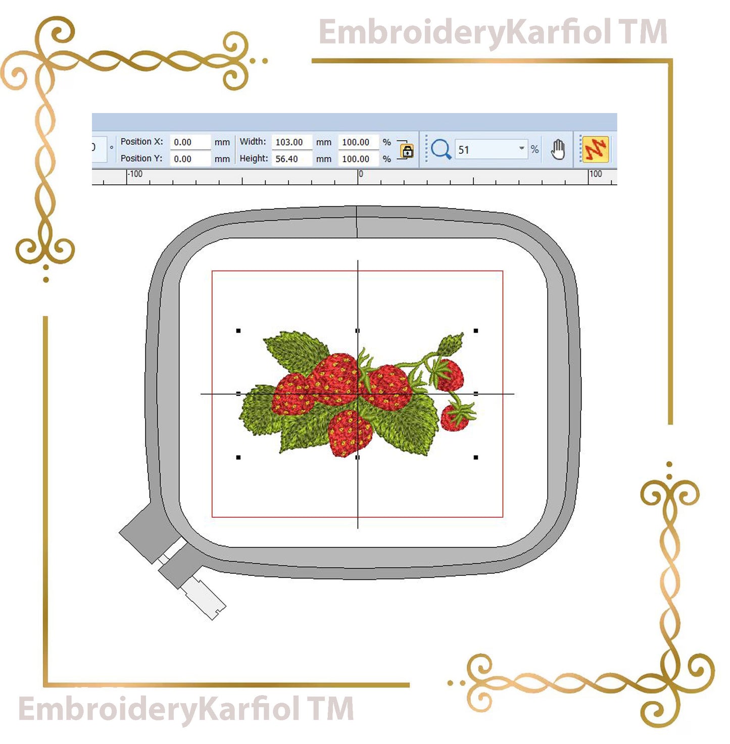 Flowers Embroidery Design Strawberry Branch, Realistic Berry Fruit, Botanical Summer Machine Embroidery Pattern, Instant Download