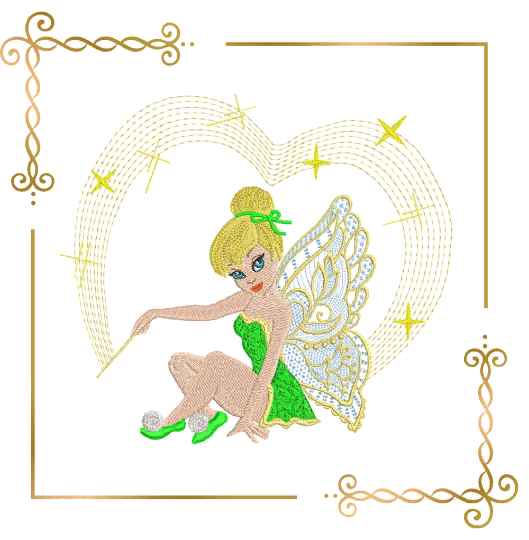 Princess Fabulous Fairy  Tinker Bell with a magic wand  Disney character, Embroidery  machine design  to the direct download.