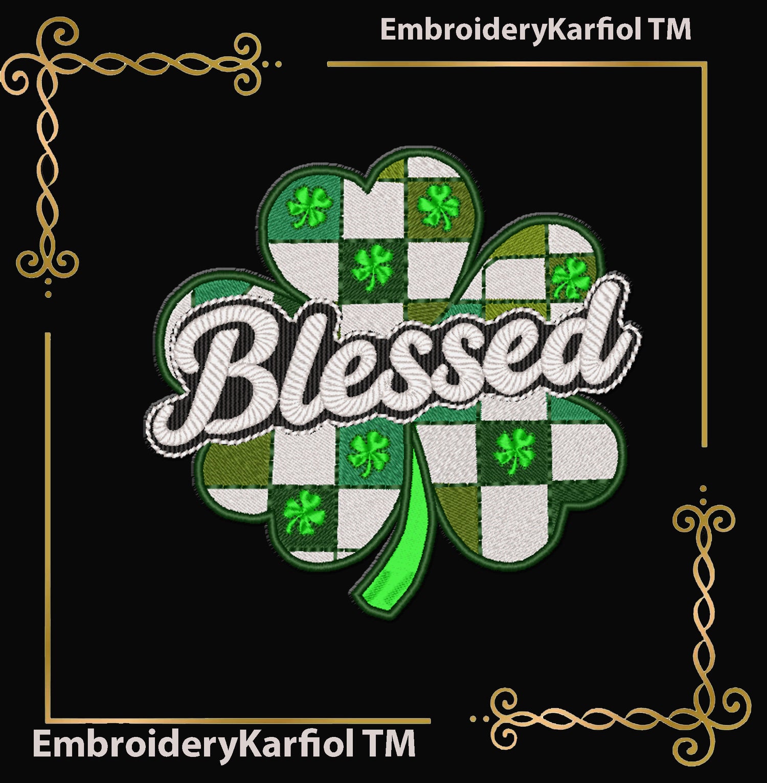 Blessed Shamrock Machine Embroidery Design | St Patrick's Day Clover Applique (Digital Download)