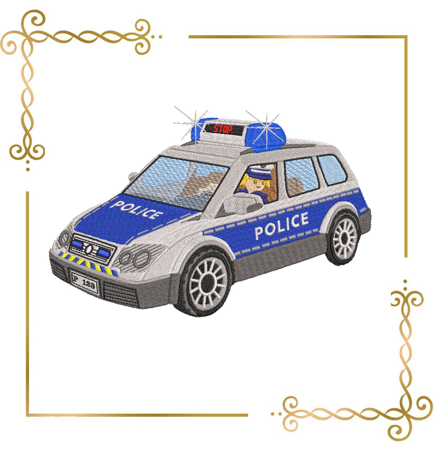 Cartoon Character Policemobil Playmobil Inspired Embroidery Design to the direct download