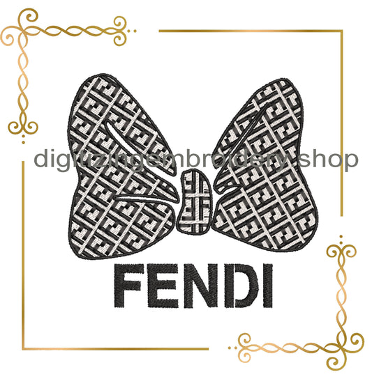 Minnie Mouse bow fashion Fendi embroidery design digital