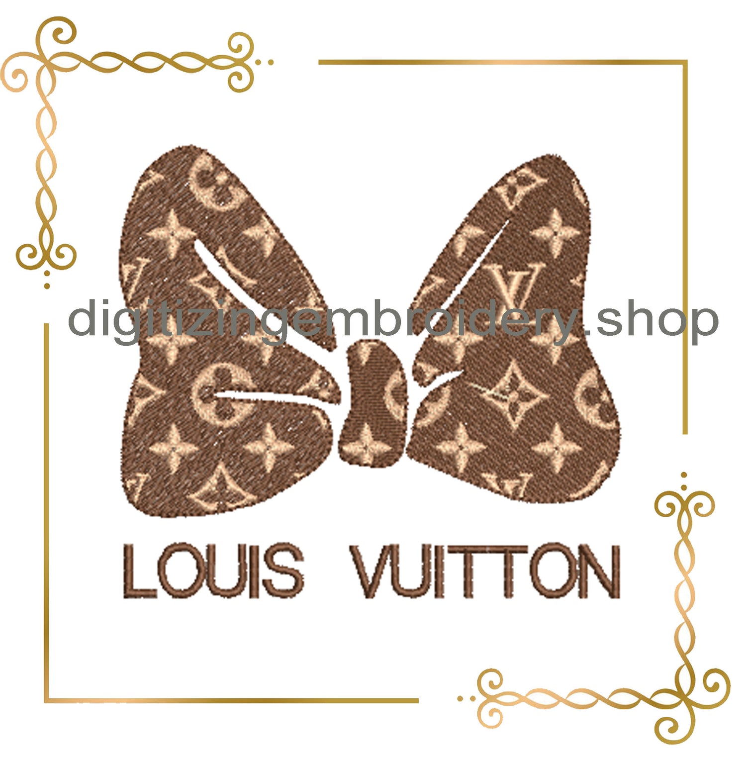 Minnie Mouse bow fashion Louis Vuitton embroidery design digital