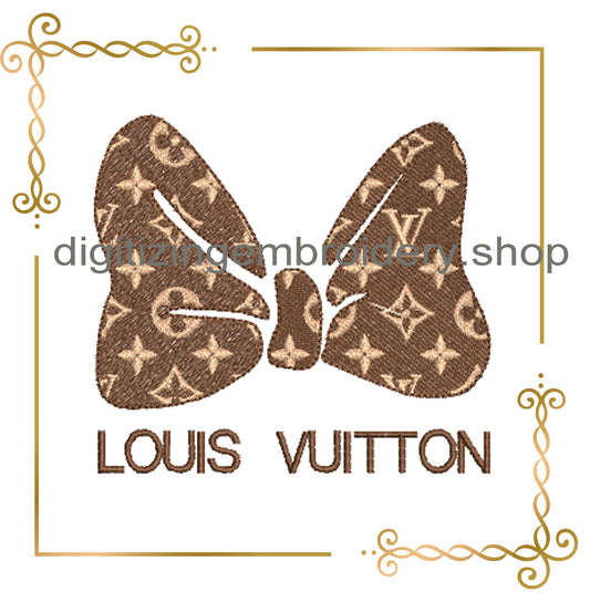 Minnie Mouse bow fashion Louis Vuitton embroidery design digital