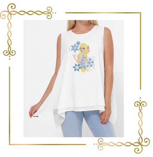 Princess Elsa Frozen Disney modern Winter snowflakes digital embroidery design
