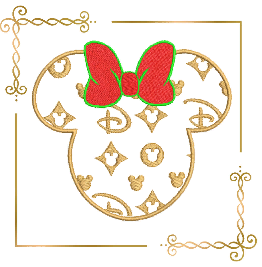 Applique Minnie Mickey Mouse head Disney digital machine embroidery design 