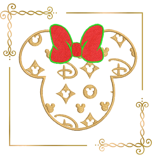 Applique Minnie Mickey Mouse head Disney digital machine embroidery design