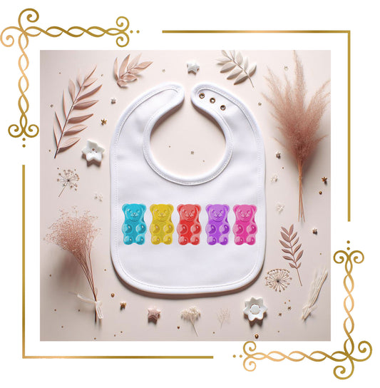 Teddybären, Gummibärchen, Bunte süße Bären aus Gelee-Marmelade, digitales Maschinenstickmuster