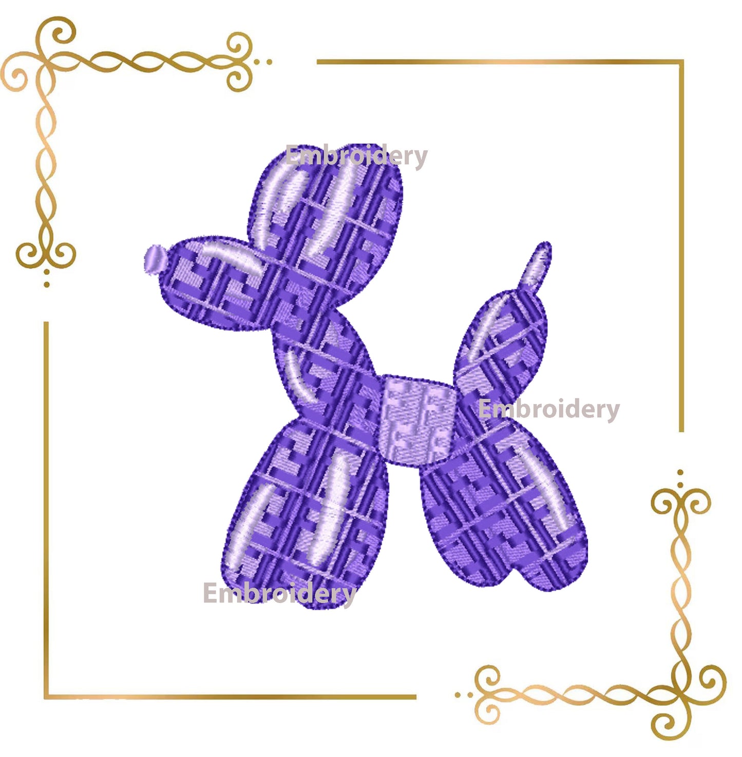 Balloon Dog  Pattern (fendi) and  Bow Machine Embroidery Design