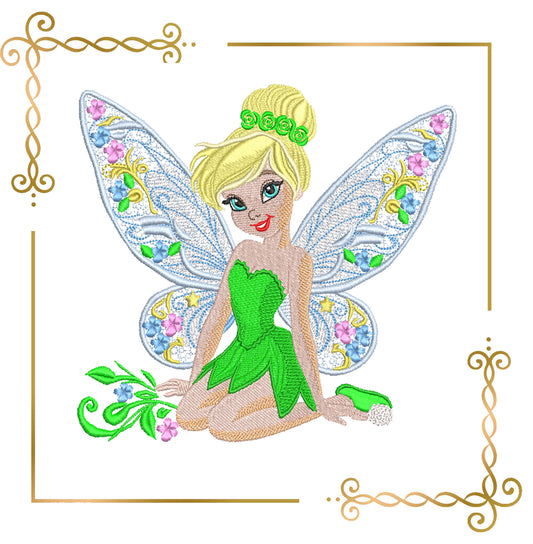 Princess Tinkerbell Flower fabulous fairy Disney character Embroidery design