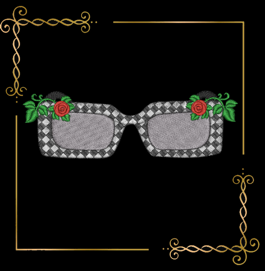 Miscellaneous Super trendy sunglasses chess roses Gucci digital machine embroidery design