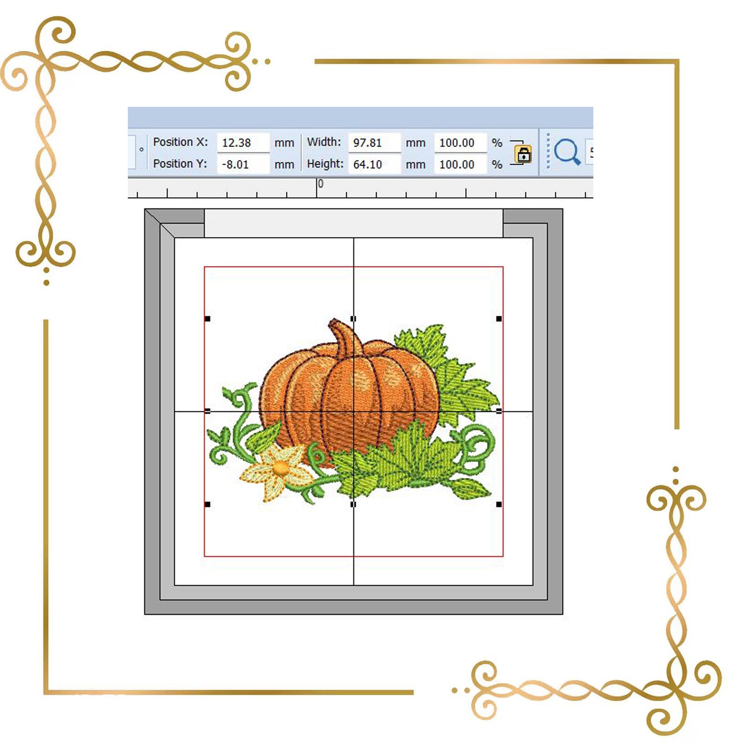 Halloween - Fall Pumpkin Machine Embroidery Design Autumn Leaves Floral Harvest Digital Embroidery File