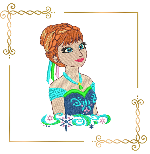 Princess Anna Frozen Springtime Disney character digital embroidery design